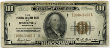 Usado, 1929 $100 billete de moneda nacional Minneapolis Minnesota Reserva Federal H375 segunda mano  Embacar hacia Argentina