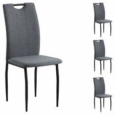 Lot de 4 chaises de salle à manger en tissu gris et piètement noir, occasion d'occasion  Strasbourg-
