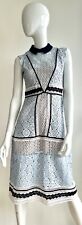 Vestido midi feminino BEBE tamanho 4 com painéis de renda crochê, azul/preto/off white, usado comprar usado  Enviando para Brazil