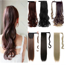 Human Hair Extensions Pony Tail Wrap Long Real Thick Clip Easy Tape On Fake Hair for sale  Shipping to South Africa