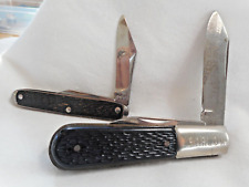 Vtg The Ideal Knife Co. Barlow & Jack KNIFE Etched Resin Handles Both 2 Blades for sale  Shipping to South Africa