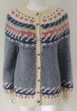 Vintage Hilda Ltd Cardigan Fair Isle Wool Button Iceland Luxury Boho Sweater L for sale  Shipping to South Africa