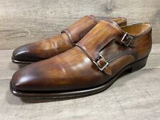 Magnanni Double Monk Strap Burnished Brown Leather Dress Shoes Mens Size 11.5 for sale  Shipping to South Africa