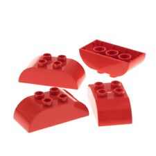 4x Lego Duplo Roof Tile 2x4 Red Building Brick Double Curved 4648243 98223 for sale  Shipping to South Africa