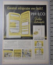 1954 Philco Vintage Impressão Publicitário Geladeira Dourada Automática Porta 2 Vias Esquerda Direita comprar usado  Enviando para Brazil