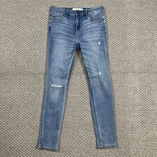 Jeans Hollister Original Feminino Cintura Alta Super Skinny 7S/28 Azul Desgastado comprar usado  Enviando para Brazil