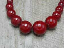Antique 34g Deco Red Cherry Amber Bakelite Round Bead Necklace (Swirls/Veins) for sale  UK