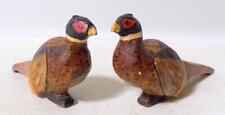 Folk Art Hand Carved Wood Pheasant Sculpture Set Pair for sale  Shipping to South Africa