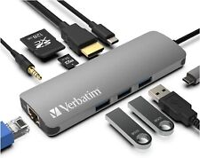 Adaptador concentrador USB C 9 en 1 Verbatim® con 4K HDMI, USB 3.0, lectores de tarjetas SD, LAN, usado segunda mano  Embacar hacia Argentina