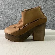 Usado, Botas femininas Free People Horizon tamanco 37/6.5 couro marrom robusto plataforma com zíper comprar usado  Enviando para Brazil