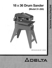 Instruction Operator Manual Fits Delta 18 x 36 Drum Sander 31-250 31-255x CD for sale  New York