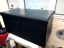 LARGE FOLDING FAUX LEATHER OTTOMAN POUFFE STORAGE BENCH BLANKET STORAGE BOX for sale  Shipping to South Africa
