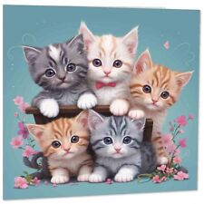 Tarjeta de felicitación gato gatito - Linda tarjeta de cumpleaños adorable amante de gatitos 145 mm x 145 mm segunda mano  Embacar hacia Argentina