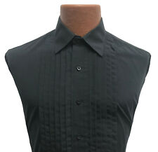 Men's Black Devin Michaels Tuxedo Shirt Pleated Front Microfiber Laydown Collar  for sale  Shipping to South Africa