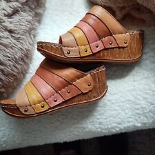Tan leather wedge for sale  STOKE-ON-TRENT