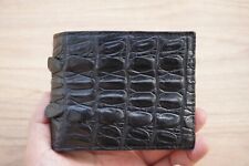 Billetera plegable hecha a mano negra real de cocodrilo piel de cuerno de cuero para hombre segunda mano  Embacar hacia Argentina