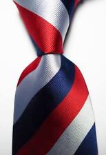 Nova gravata masculina clássica listrada vermelha branca azul tecido jacquard seda, usado comprar usado  Enviando para Brazil