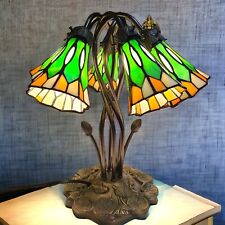 Lámpara de mesa vintage estilo Meyda Tiffany 16" de alto vidrieras para estanque lirio 6 luces segunda mano  Embacar hacia Argentina