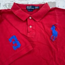 Camisa polo vintage Ralph Lauren para hombre XXL 2XL roja azul poni grande rugby adulto y2K EW segunda mano  Embacar hacia Argentina