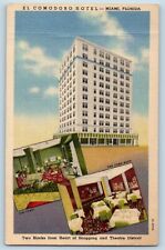 Cartão postal Miami Flórida El Comodoro Hotel edifício exterior c1940 antigo vintage, usado comprar usado  Enviando para Brazil