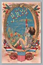 Usado, Vela romana fogos de artifício menino ~ Lixadeira antiga 4 de julho Dia da Independência década de 1910 comprar usado  Enviando para Brazil