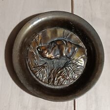 Antique Genuine Bronze Silver Crest 428 Hound Dog Retriever Trinket Coin Dish 4" for sale  Shipping to South Africa