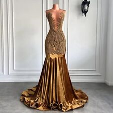 Vestidos largos dorados de graduación de lujo con diamantes brillantes de terciopelo para niñas graduación fiesta vestidos de gala segunda mano  Embacar hacia Argentina