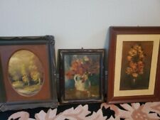 3 Original Vintage Floral Oil Painting Framed Flower for sale  Shipping to Canada