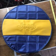 Used, 29” Leather Spare Tire Yellow And Blue Wheel Cover For Jeep for sale  Shipping to South Africa