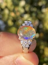 Lindo anel de platina opala de fogo e diamante - 5,07 gramas, tamanho 6 comprar usado  Enviando para Brazil