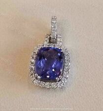 Used, 5Ct Cushion Cut Blue Tanzanite Diamond Pendant 14K White Gold Finish Free Chain for sale  Shipping to South Africa