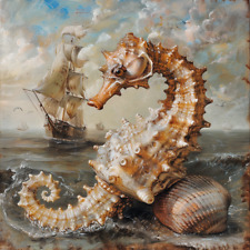 Seepferdchen Segelschiff, seahorse Leinwand Gemälde maritim, Nautika, comprar usado  Enviando para Brazil