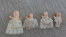 VINTAGE MINIATURE PLASTIC  BABY DOLLS DRESSED IN LACE X 4 for sale  BROMSGROVE