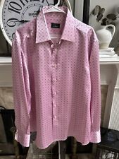 STEFANO RICCI men's 100% silk shirt - pink with link pattern sz 17.5 x 36 for sale  Shipping to South Africa