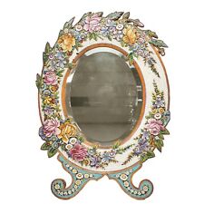 Venetian Italian Micro Mosaic Mounted Carved Wood Wall Hanging Mirror circa 1900 for sale  Shipping to Canada