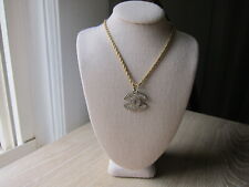 Chanel Pendant Necklace 18" Gold Crystal New for sale  New York