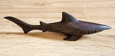 Hand Carved Ironwood Shark Statue Sculpture  Dark Wood for sale  Shipping to South Africa