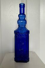 Botella Cristal Azul Hecha en España Boticario Cuadrado 12 en Diseño Repujado Elevado segunda mano  Embacar hacia Argentina