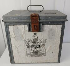Vintage Galvanized Metal Voting Ballot Box New Brunswick Canada Paper Labels, used for sale  Shipping to South Africa