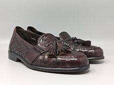 Zapatos de vestir para hombre BRAGANO mocasines borgoña tejido cuero borla italiana talla 7 M segunda mano  Embacar hacia Argentina