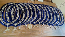 Masonic Blue Lodge Silver Officer Chain Collars With Jewels Set of 12 PCS for sale  Shipping to South Africa