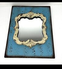 Usado, Espelho de parede decorativo azul e creme desgastado vitoriano/14 x 10 pol comprar usado  Enviando para Brazil