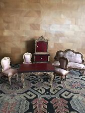 Old Decorative Dolls House Furniture, Pink Satin Upholstery.Original Paintwork for sale  Shipping to South Africa