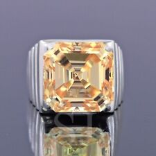 RARE 15.30 Ct Certified Asscher Cut Solitaire Champagne Diamond 925 Silver Ring, used for sale  Shipping to South Africa