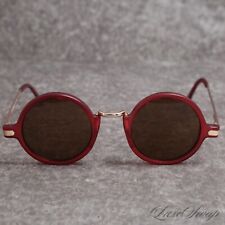 A.J. Morgan Gold Metal Cherry Red Translucent Round Steampunk Sunglasses 45-20 for sale  Shipping to South Africa