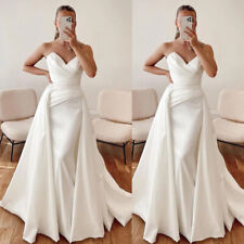 Satin Mermaid Wedding Dresses with Detachable Train Sweetheart Bridal Gowns for sale  Shipping to South Africa