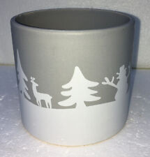 Gray & White Ceramic Orchid Pot 4” x 4.5” Flower Planter Winter Scene Snowman for sale  Shipping to Canada