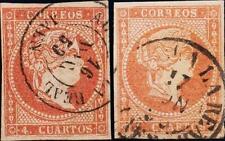 Andalucía. Filatelia. º USADO 48(2). (1855ca). 4 cuartos rojo, dos sellos. Mata segunda mano  Embacar hacia Argentina