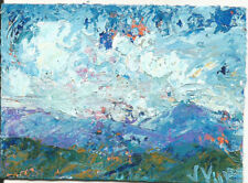 COOL BREEZE MOUNTAIN Original Abstract Knife Landscape Painting ACEO TEXTURE ART for sale  Shipping to Canada
