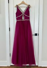 Sherri Hill Size 12 Merlot Purple Gown Beaded Trim Prom Formal Dress Beading, used for sale  Shipping to South Africa